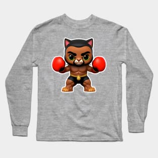 Cat boxer in red gloves Long Sleeve T-Shirt